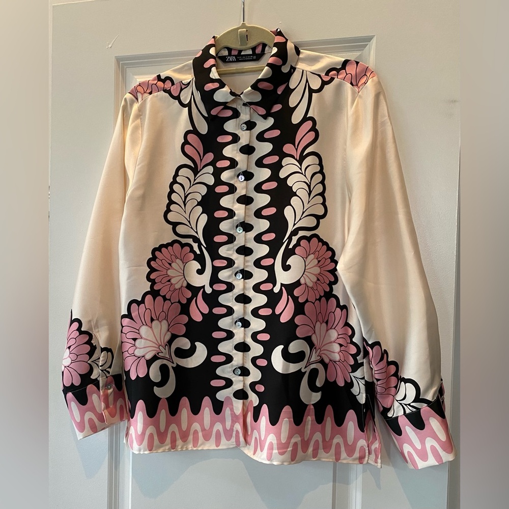 Zara Floral Patterned Button-Up Shirt